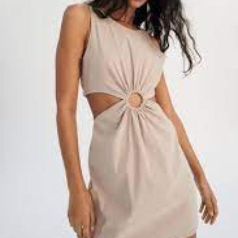 Zara Cutout Linen Blend Dress